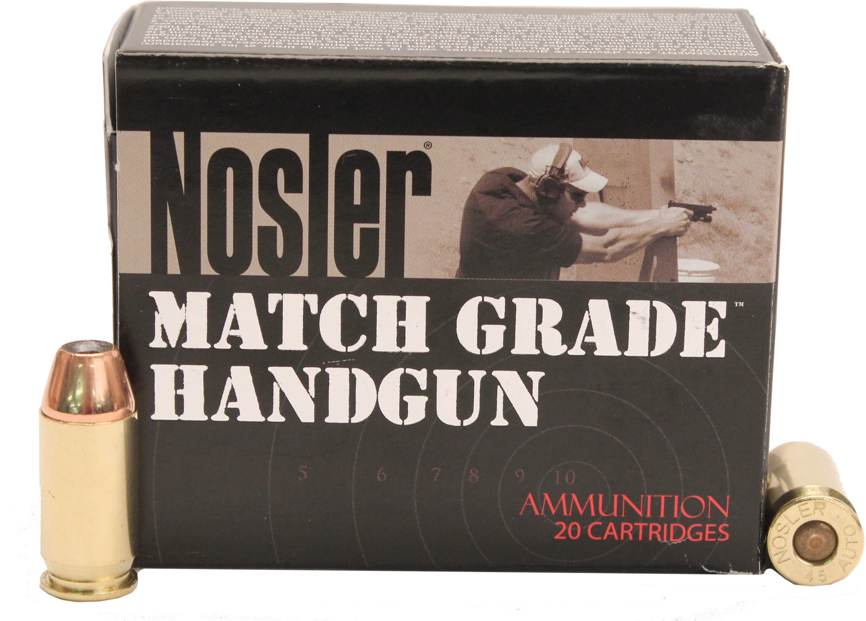 45 ACP 20 Rounds Ammunition Nosler 230 Grain Hollow Point