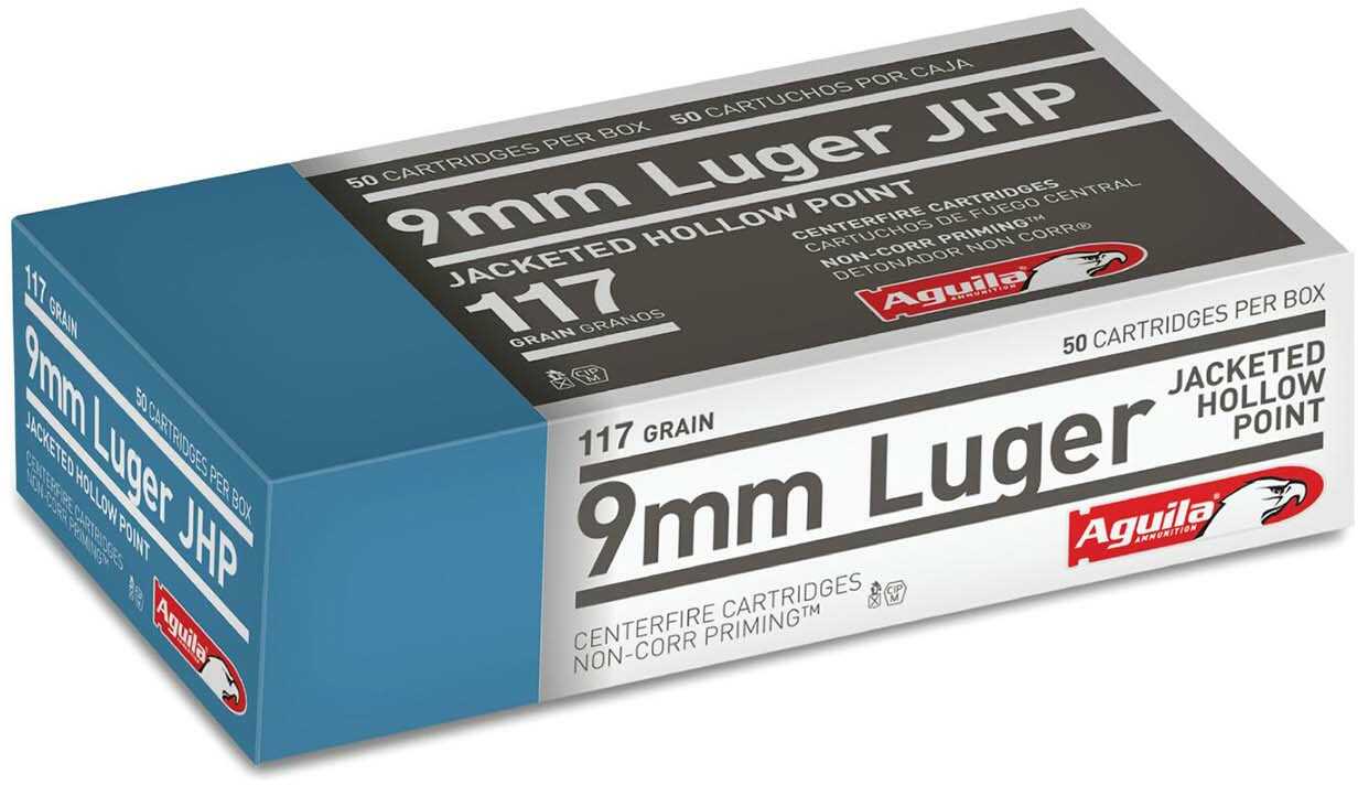 9mm Luger 50 Rounds Ammunition Aguila 117 Grain Jacketed Hollow Point