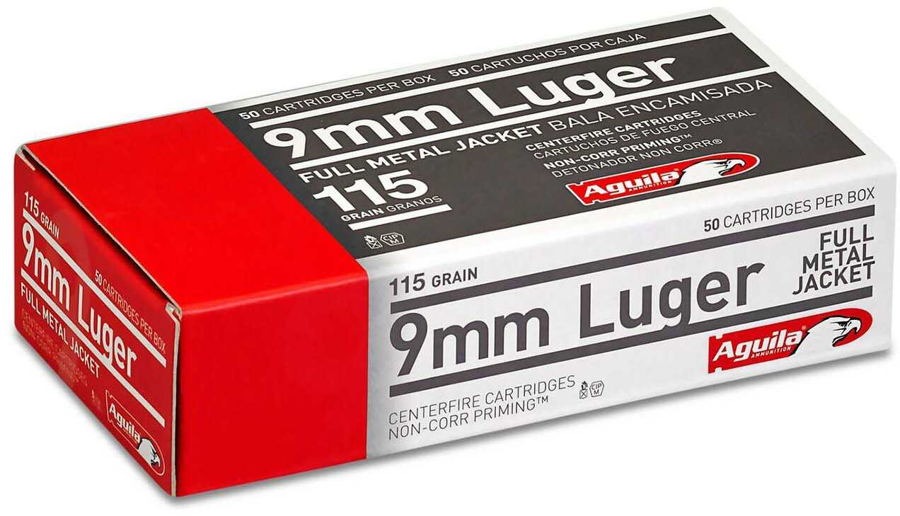 9mm Luger 50 Rounds Ammunition Aguila 115 Grain Full Metal Jacket