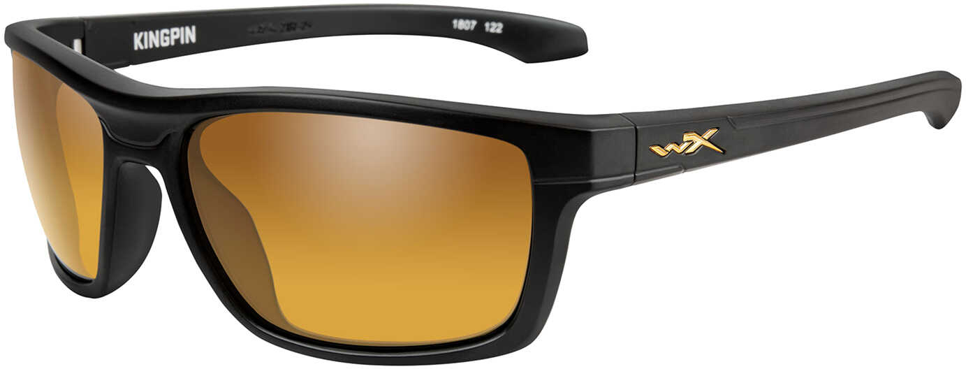 Wiley X WX Kingpin Sunglasses Matte Black Frame, Polarized Venice Gold Mirror