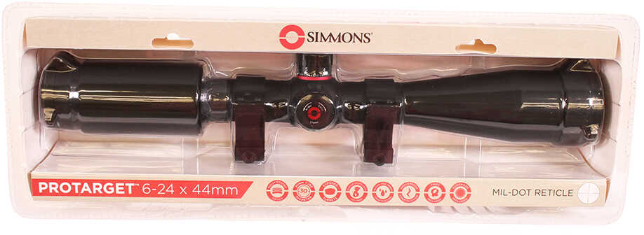 Simmons Pro Target Riflescope 6-24x44mm, Mil Dot Reticle, Matte Black