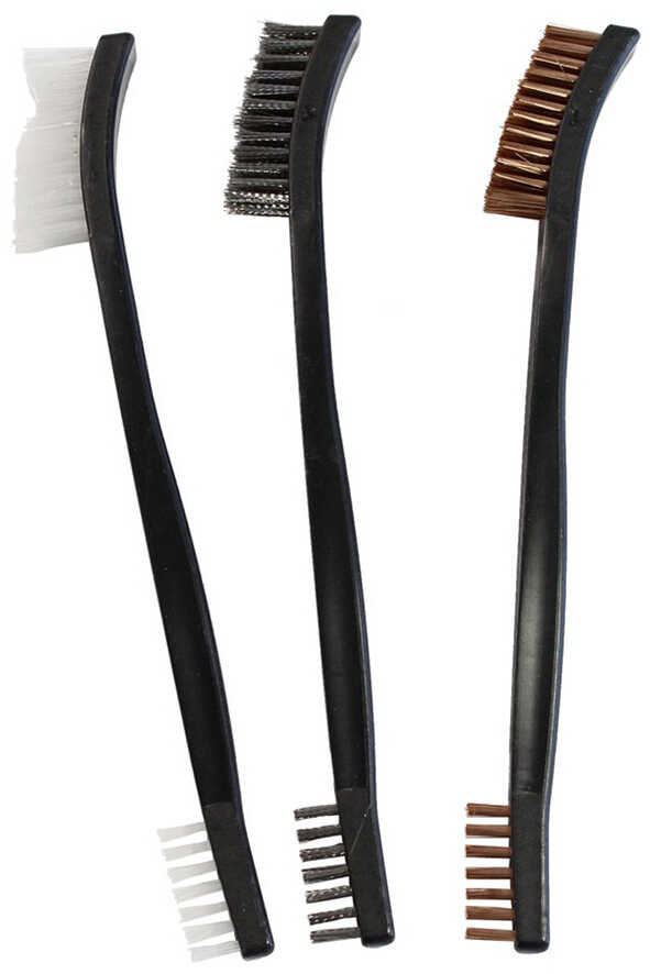 Birchwood Casey Utility Brushes, Nylon/Bronze/Stainless, Package of 3