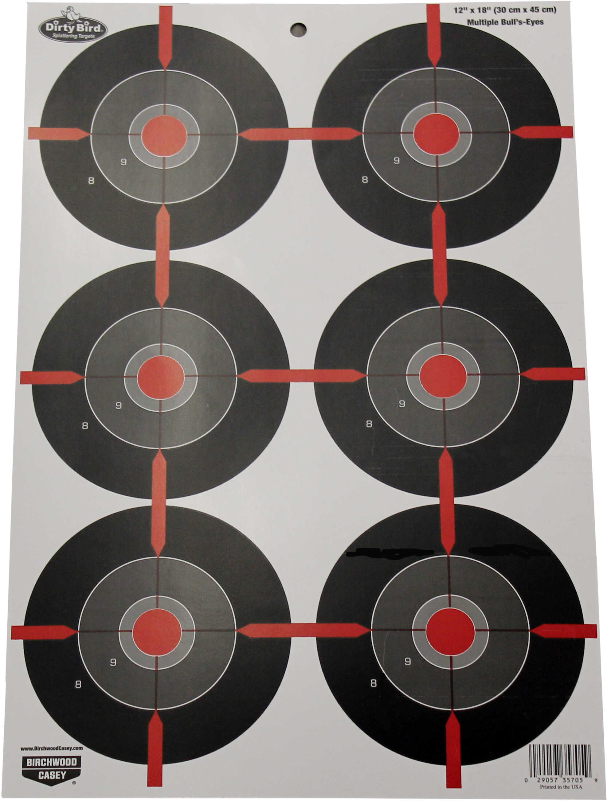 Birchwood Casey Dirty Bird Paper Targets 12" x 18", Multiple Bull's-Eye, Pack Of 8 Md: 35705