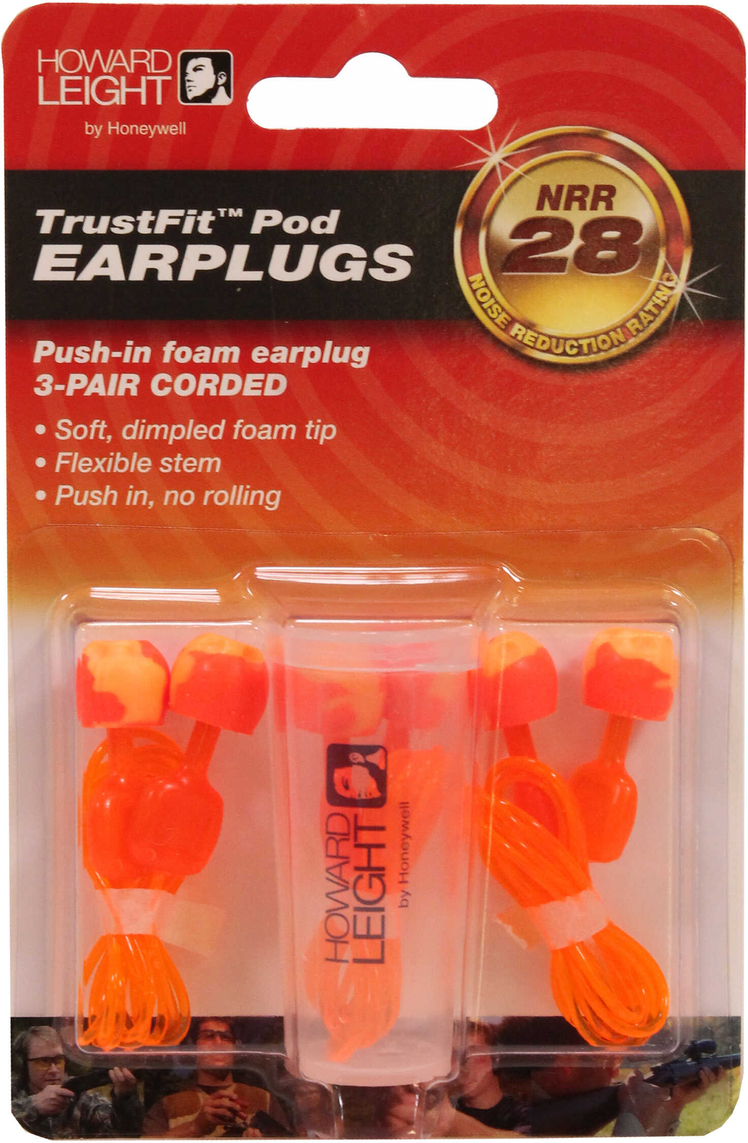 TrustFit Pod Corded Push-In Foam Earplug 3 Pk w/Case