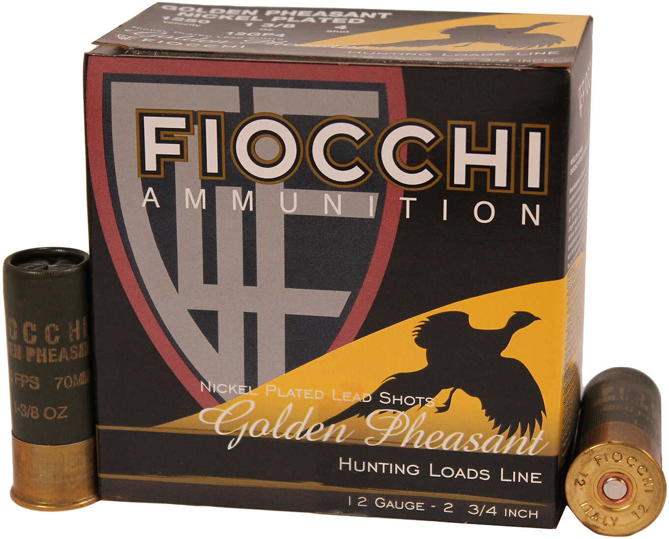 12 Gauge 25 Rounds Ammunition Fiocchi Ammo 2 3/4" 1 3/8 oz Nickel-Plated Lead #4