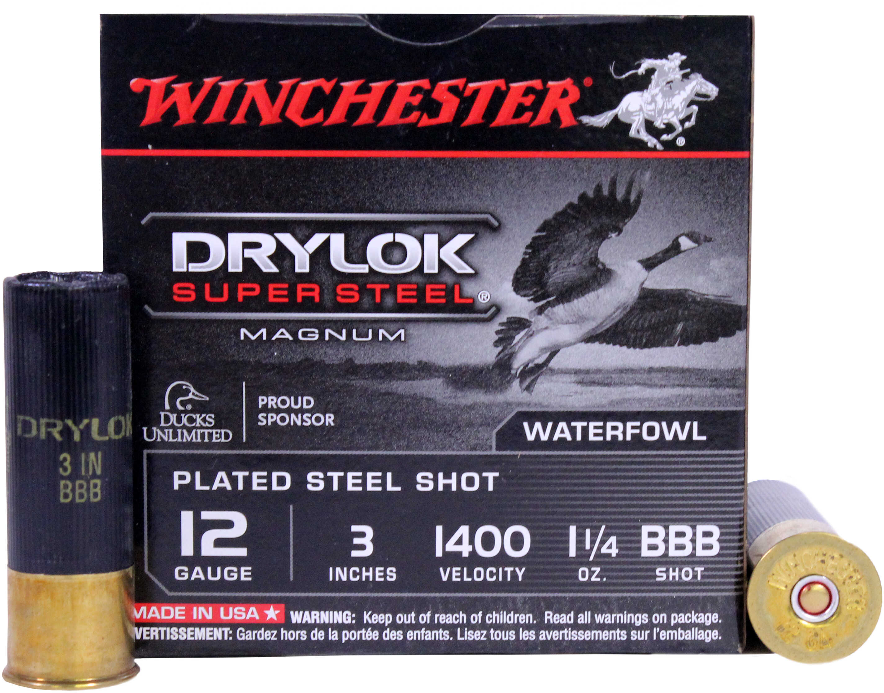 12 Gauge 25 Rounds Ammunition Winchester 3" 1 1/4 oz Steel #BBB