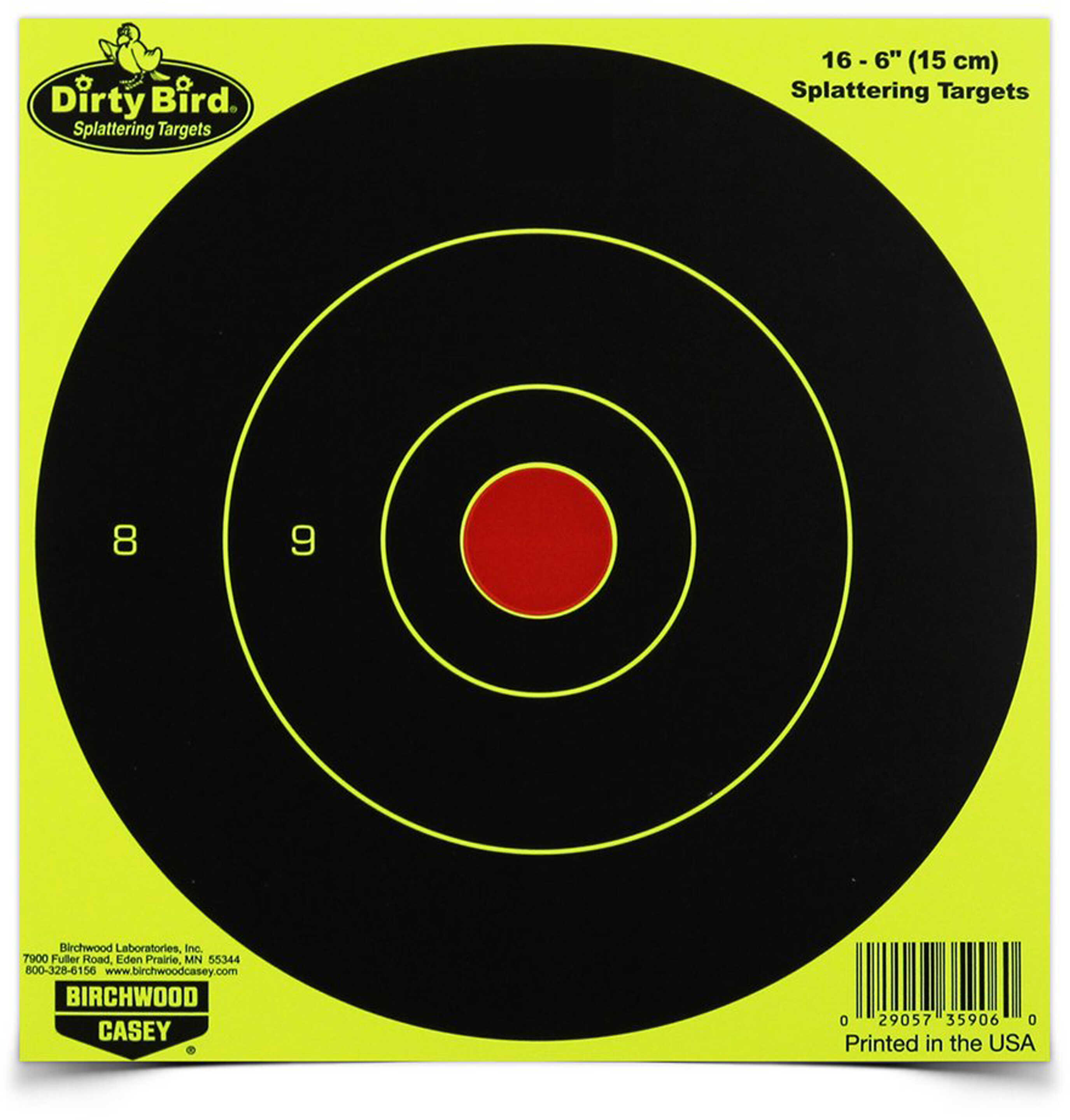 Birchwood Casey Dirty Bird Target Round Bullseye 6" 16 Targets Yellow 35906-img-1