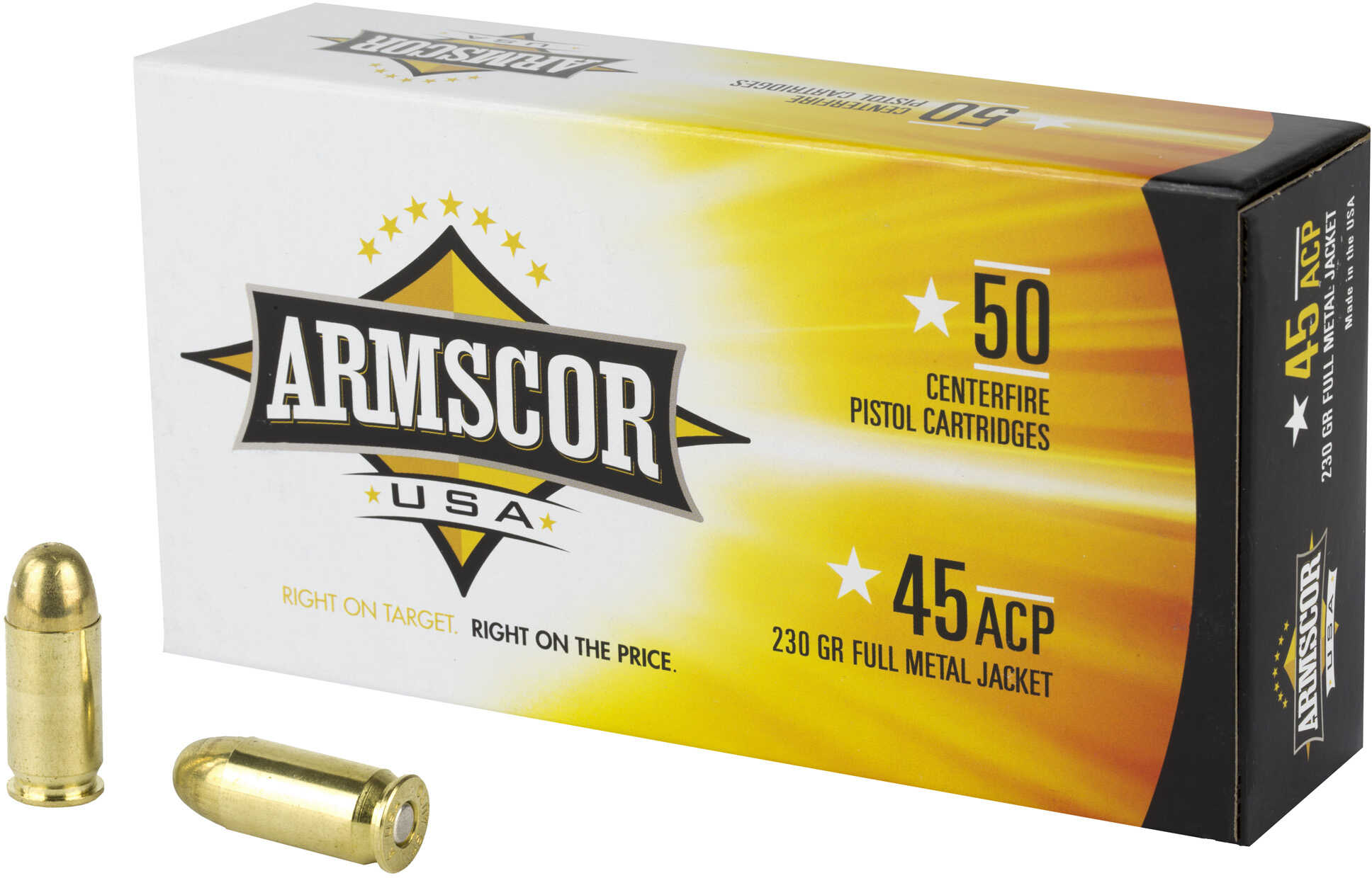 Armscor 45 ACP Full Metal jacket 230 Grain Ammunition, 50 Rounds Per Box
