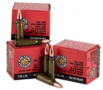 7.62X39mm 1000 Rounds Ammunition Red Army Standard 124 Grain FMJ