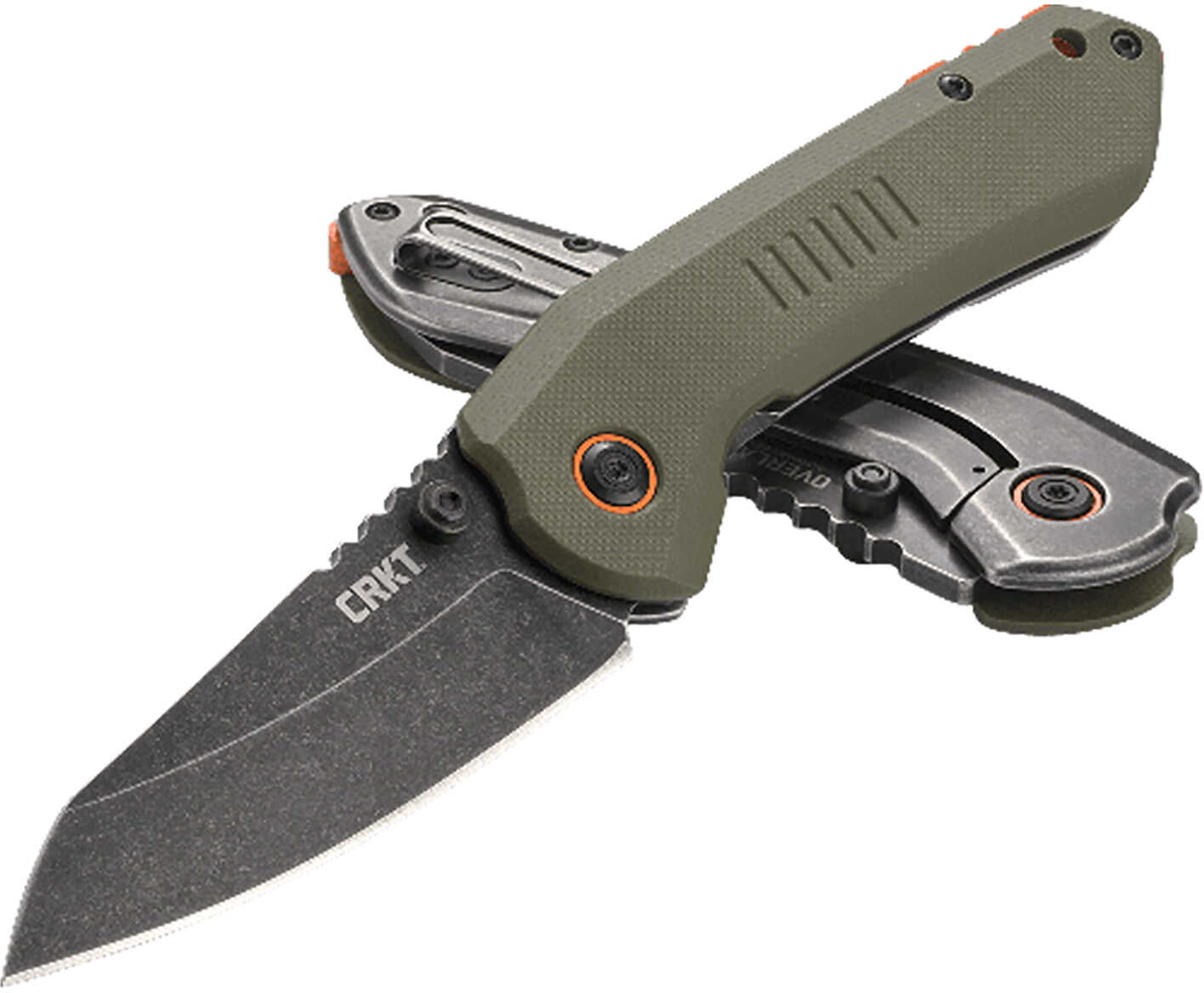 Columbia River Overland 3" Folding Sheepsfoot Plain Stonewash SS Blade G10 Green Stainless Handle