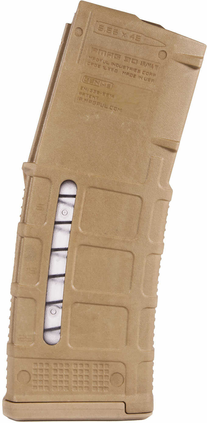 Magpul Industries Magazine M3 223 Rem/5.56 NATO 30 Rounds Medium Coyote Tan Finish w/ Window Fits AR Rifles MAG556-MCT