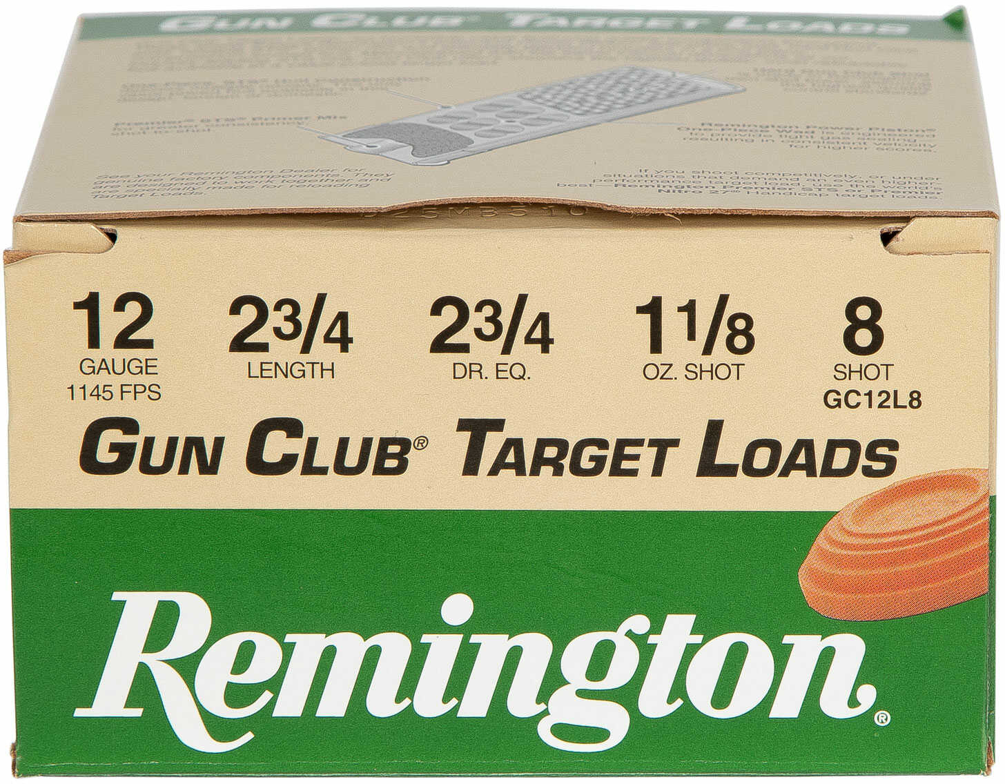 12 Gauge 25 Rounds Ammunition Remington 2 3/4" 1 1/8 oz Lead #8