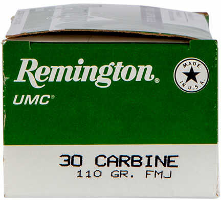 30 Carbine 50 Rounds Ammunition Remington 110 Grain Full Metal Jacket