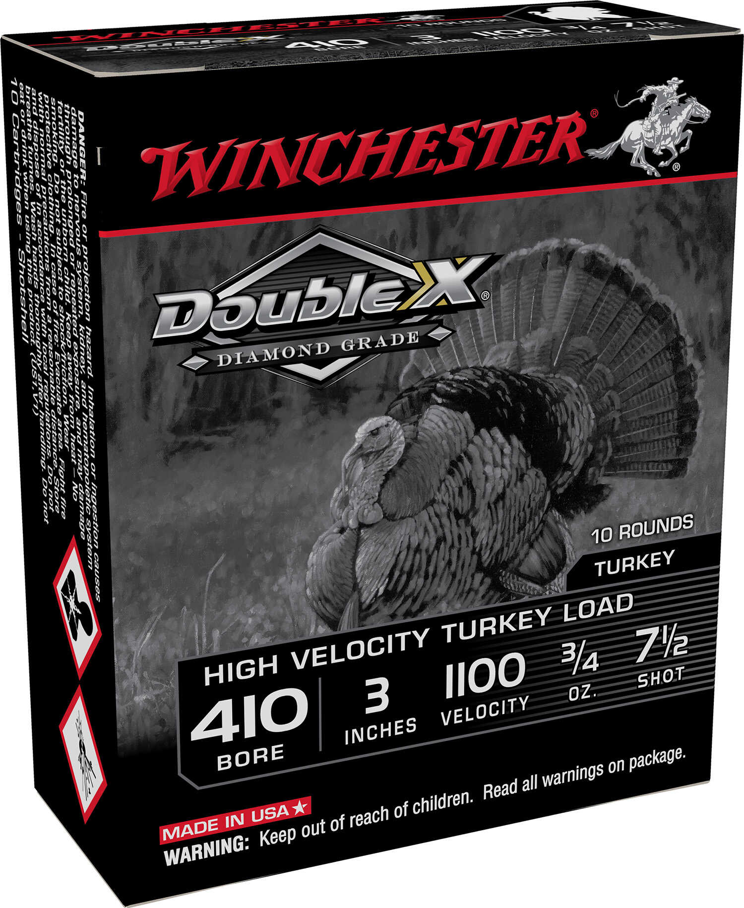 Winchester Double X Diamond Grade Turkey Shotshells .410 Gauge 3" 3/4 Oz 1100 Fps #7.5 Shot 10 Count