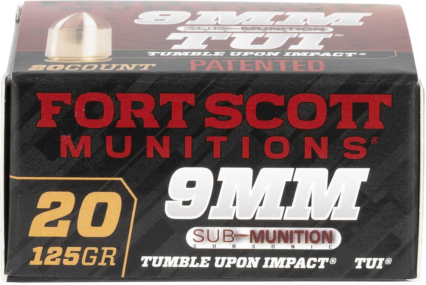 9mm Luger 20 Rounds Ammunition Fort Scott Munitions 125 Grain solid