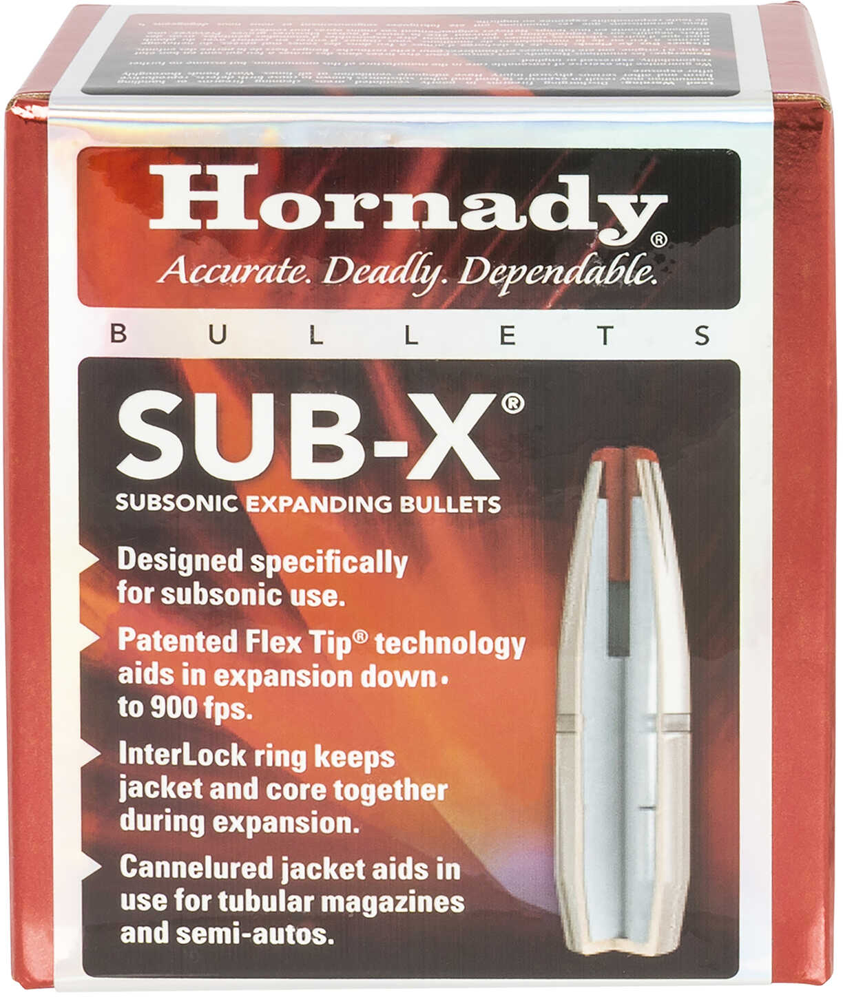 Hornady Sub-X 30 Caliber 308 Diameter 175 gr Subsonic-eXpanding Bullets 100 Per Box