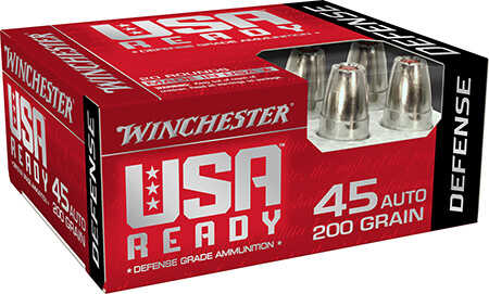 Winchester USA Ready 45 ACP 200 Gr Hollow Point (HP) Ammo 20 Round Box