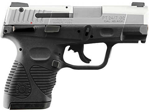 Taurus PT 24/7-G2 Compact 45 ACP 3.5" Barrel 10 Round And 12 Mags Adjustable Rear Sight Stainless Steel Finish Semi Automatic Pistol 1247459G2C12