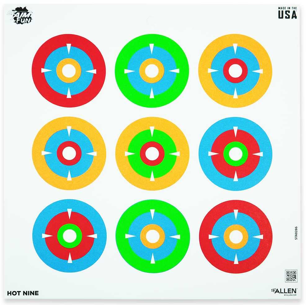 Allen Plinking The Day Away Ez Aim Paper Target 9 Pack 12"x12" Assorted Colors 15638