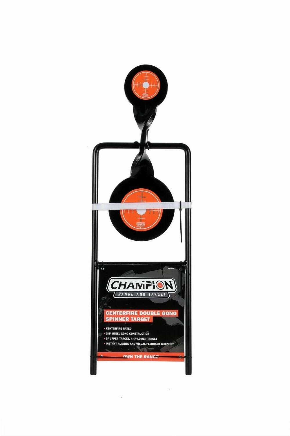 Champion Targets 40875 Gong Spinner Target 3" Top Target/4.7" Bottom Target Black/orange Steel Bullseye Standing