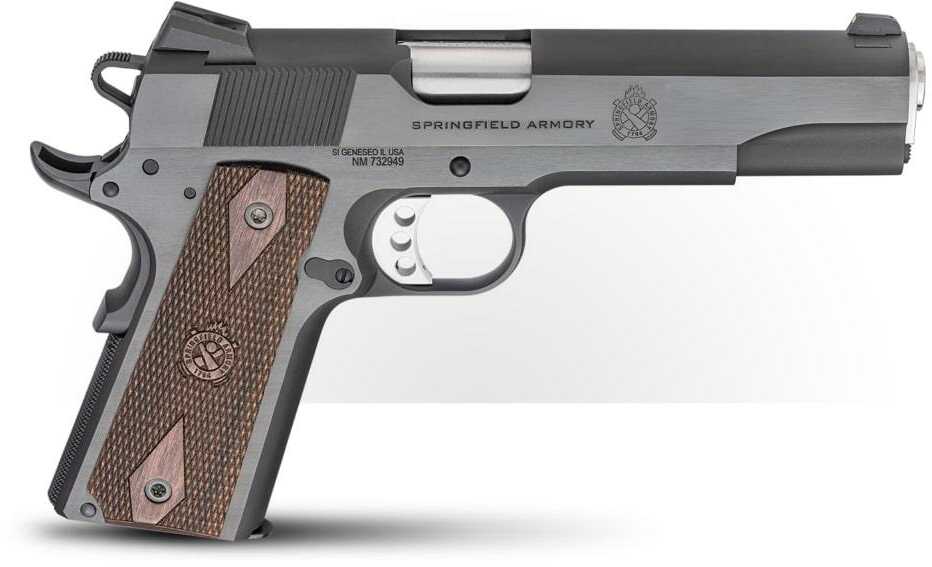 Springfield Armory 1911 Garrison Semi-Automatic Pistol .45 ACP 5" Forged, Match Grade Barrel (1)-7Rd Magazine Low Profile 3-Dot Sights Crossed Cannon Wood Laminate Grips Black Finish