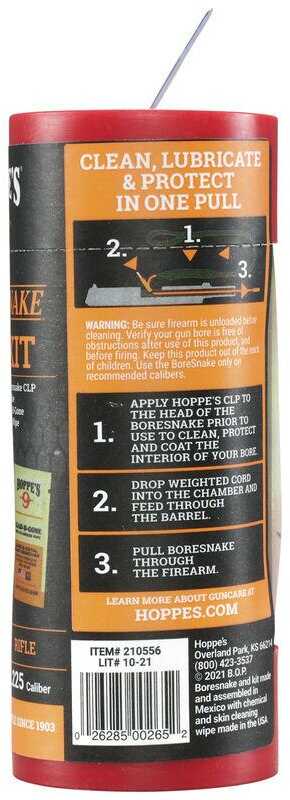 Hoppes Boresnake Cleaning Kit Combo With Clp .22/.223 Rifle