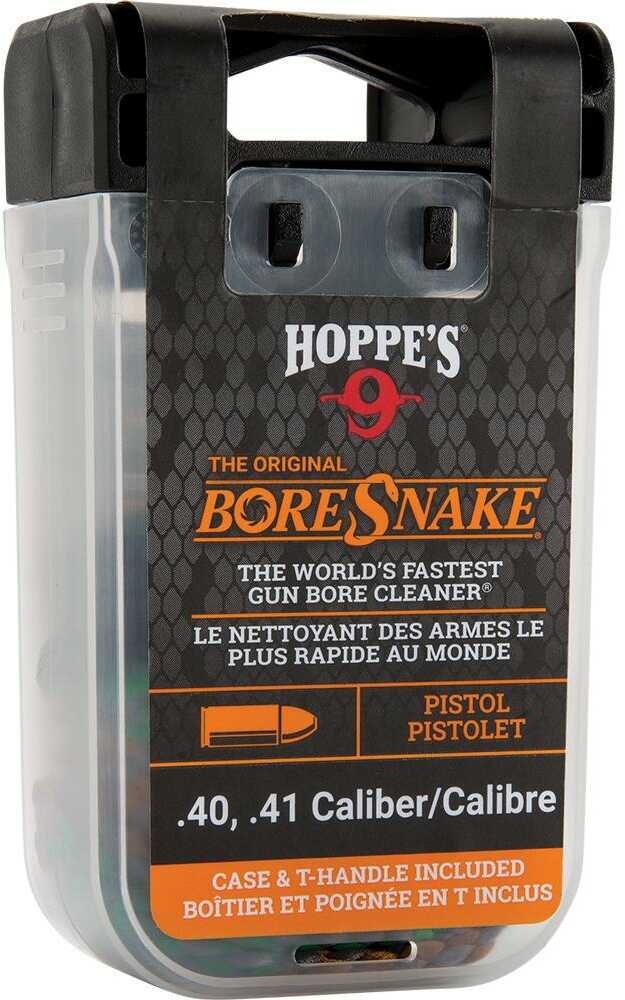 Hoppes No. 9 Boresnake Snake Den 10mm/.40/.41 Caliber Pistol Length Pull Thru Cleaning Rope with Bronze BrushCase