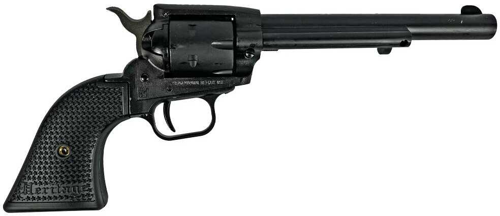Heritage Rough Rider Small Bore Single Action Revolver .22 Long Rifle 6.5" Barrel 6 Round Capacity Rear Notch/Blade Front Fixed Sights Polymer Star Grips Black Satin Finish