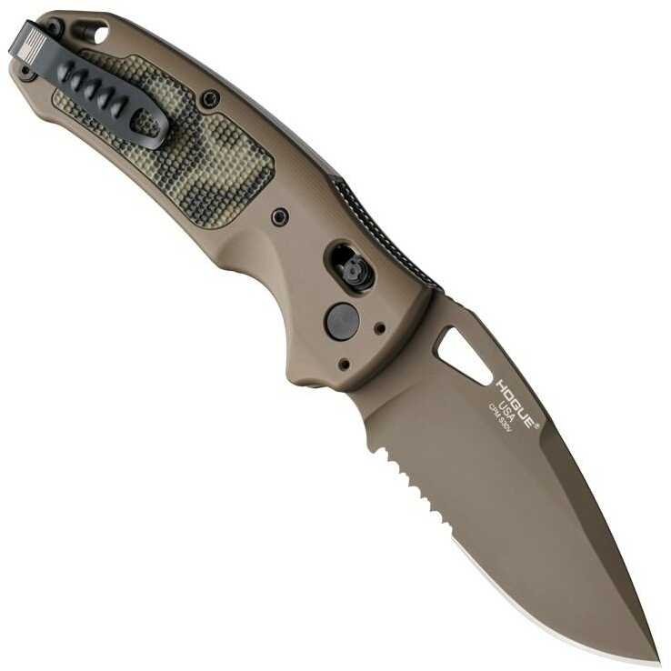 Hogue Sig K320 Scorpion AXG Knife 3 1/2" Drop Point Blade FDE