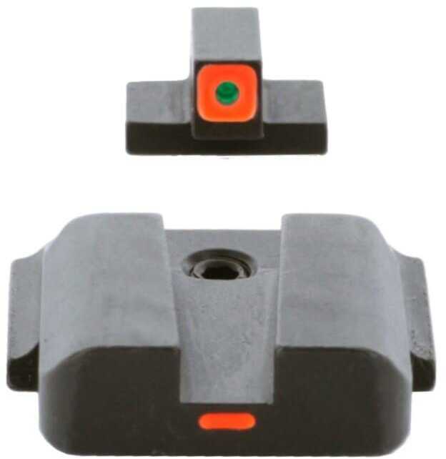 Ameriglo Cap Sight Set Green Tritium Orange Square Outline Front Non-Trit Rear For M&P Shield