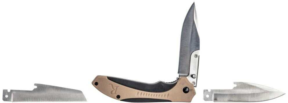 Remington RXB Liner Lock Folding Knife 4-1/2" Multi Blade Tan And Black