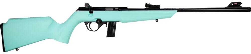 Rossi RB22 Compact Bolt Acion Rifle .22 Long 16.5" Barrel (1)-10Rd Magazine Adjustable Sights Cyan Blue Monte Carlo Stock Matte Black Finish