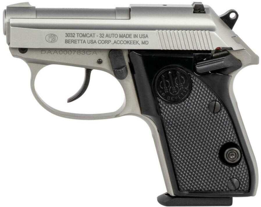 Beretta 3032 Pistol 32 ACP 2.40" Barrel 7 Round Stainless Steel Frame With Black Grip