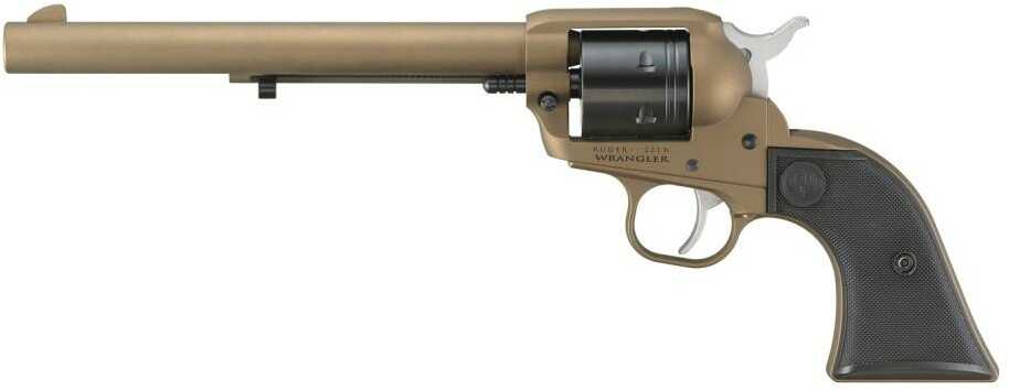 Ruger Wrangler Single Action Revolver .22 Long Rifle 7.5" Cold Hammer-Forged Barrel 6 Round Capacity Blade Front & Integral Rear Sights Black Checkered Synthetic Grips Burnt Bronze Finish