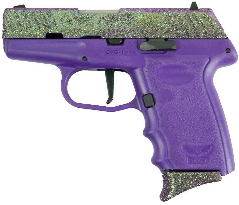SCCY DVG1-Glitter Sub-Compact Semi-Automatic Pistol 9mm Luger 3.1" Barrel (2)-10Rd Magazines Glitter Slide Purple Polymer Finish