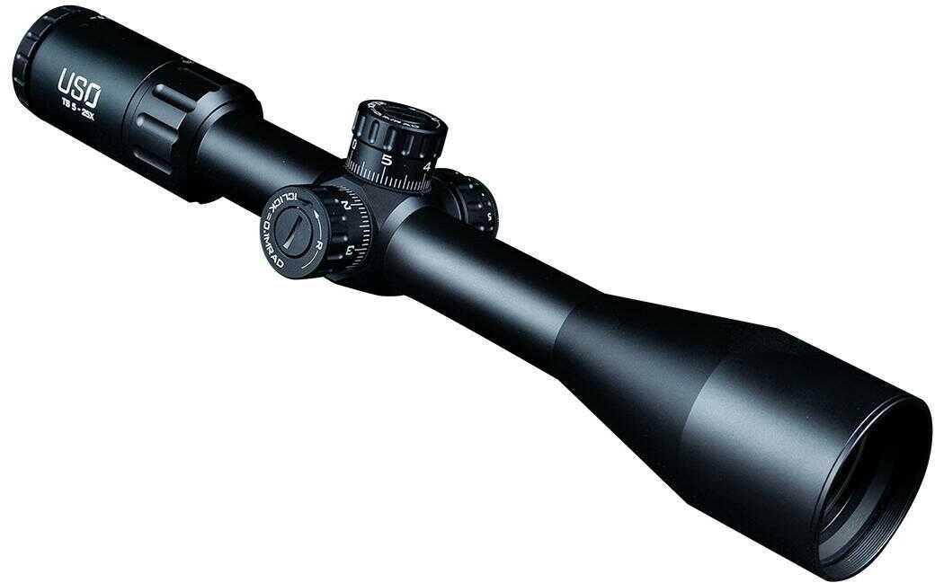 US Optics TS Series Rifle Scope 5-25X50mm 30mm Main Tube Front Focal Plane 1/10 Mil Adjustments Black Finish Illuminated