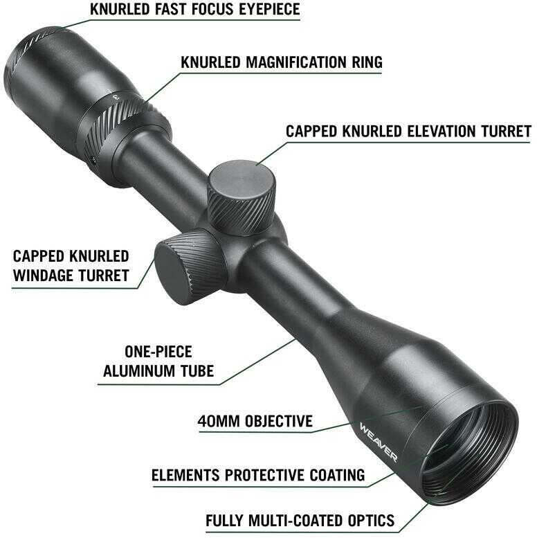 Weaver Classic Series Rifle Scope - 3-9x40mm 1" SFP Ballistic-X Reticle - Matte