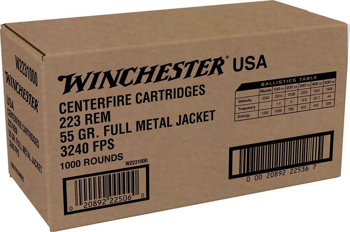 223 Remington 1000 Rounds Ammunition Winchester 55 Grain Full Metal Jacket