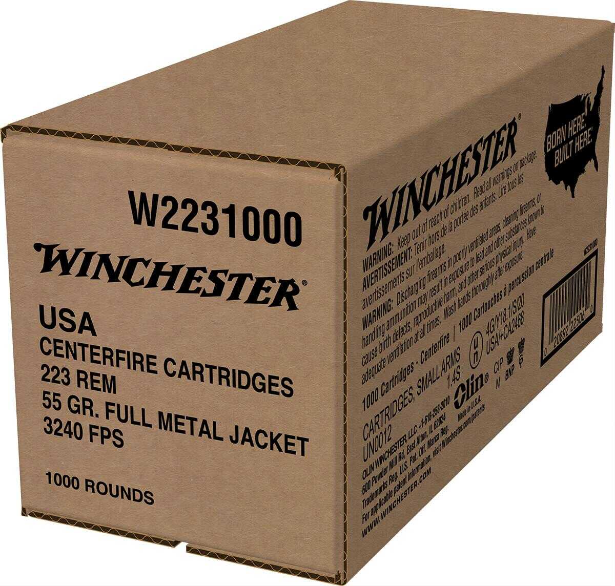 223 Remington 1000 Rounds Ammunition Winchester 55 Grain Full Metal Jacket