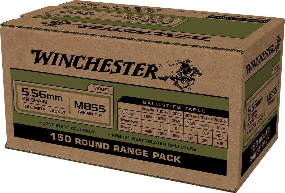 5.56mm Nato 150 Rounds Ammunition Winchester 62 Grain FMJ