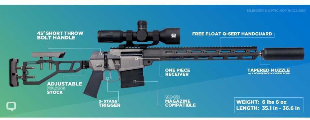 Q The Fix Bolt Action Rifle .308 Winchester 16" Barrel (1)-10Rd Magazine Folding Adjustable Stock Black Finish