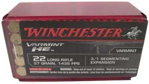 <span style="font-weight:bolder; ">Winchester</span> Varmint HE 22 LR 37 gr 3/1 Segmenting Expansion Ammo 50 Round Box