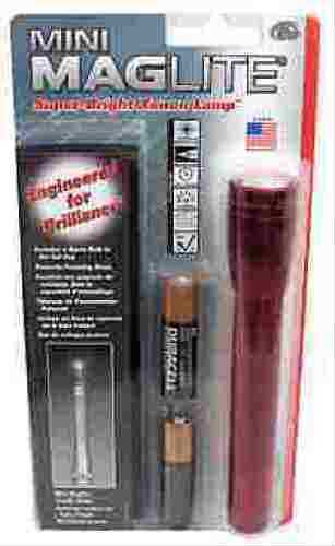 Maglite Mini-Mag Flashlight AA in Clam Pack, with Holster, Red M2A03H