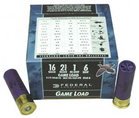 16 Gauge 25 Rounds Ammunition Federal Cartridge 2 3/4" 1 oz Lead #6