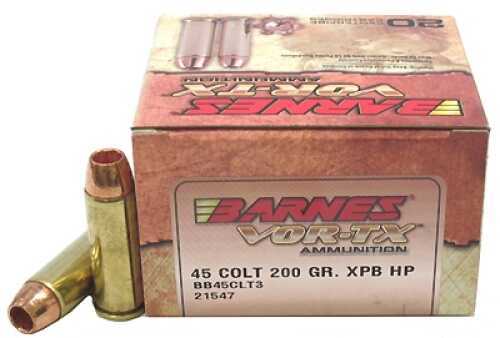 45 Colt 20 Rounds Ammunition <span style="font-weight:bolder; ">Barnes</span> 200 Grain Hollow Point