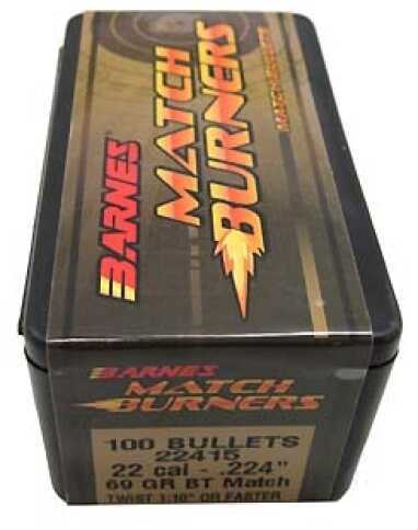 Barnes Bullets Match Burners 22 Caliber .224" 69 Grains Boat Tail (Per 100) 22415