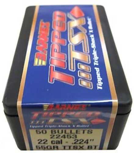 Barnes Bullets Tipped Triple-Shock X 22 Caliber .224" 55 Grains Boat Tail (Per 50) 22453