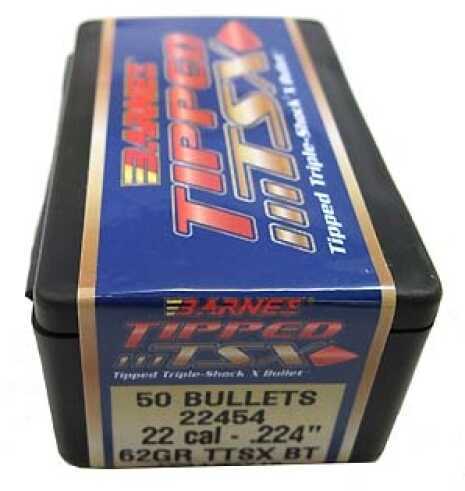 Barnes Bullets Tipped Triple-Shock X 22 Caliber .224" 62 Grains Boat Tail (Per 50) 22454