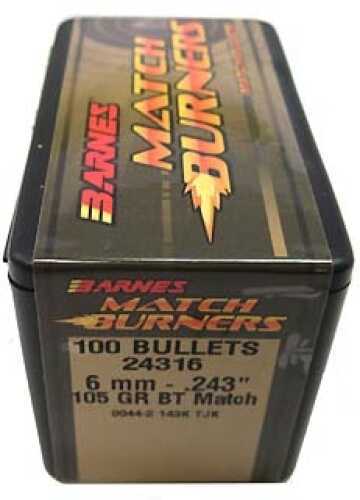 Barnes Bullets Match Burners 6mm .243" 105 Grains Boat Tail (Per 100) 24316