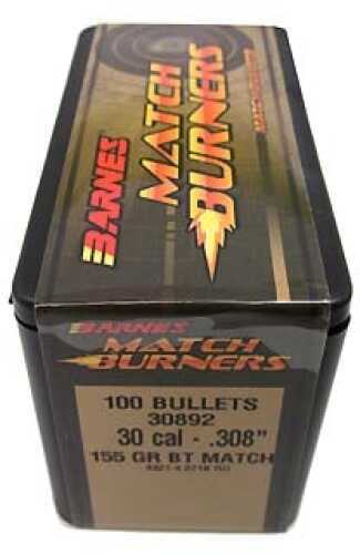 Barnes Bullets Match Burners 30 Caliber .308" 155 Grains Boat Tail (Per 100) 30892
